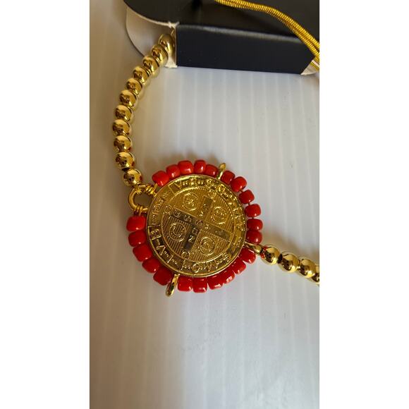 Handmade Gold-Plated San Benito Beaded Bracelet with Beads Spiritual Protection - Picture 6 of 7